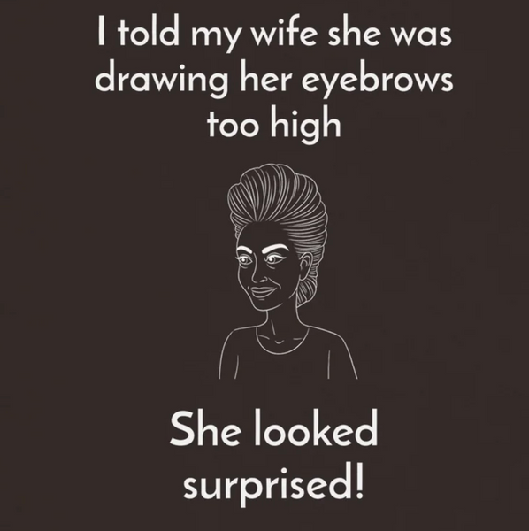 I told my wife she was drawing her eyebrows too high